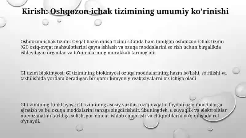 Oshqozon Ichak Tizimi Biokimyosi 2
