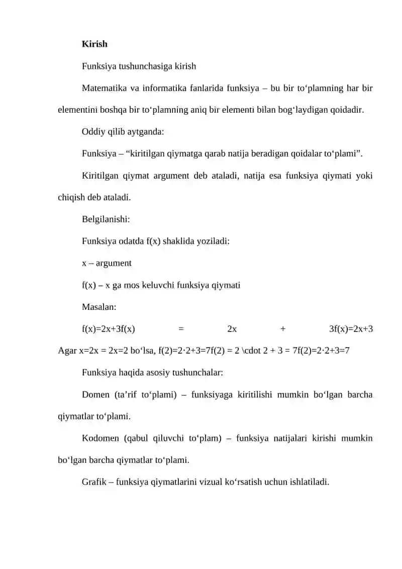 Funksiya tushunchasi 2
