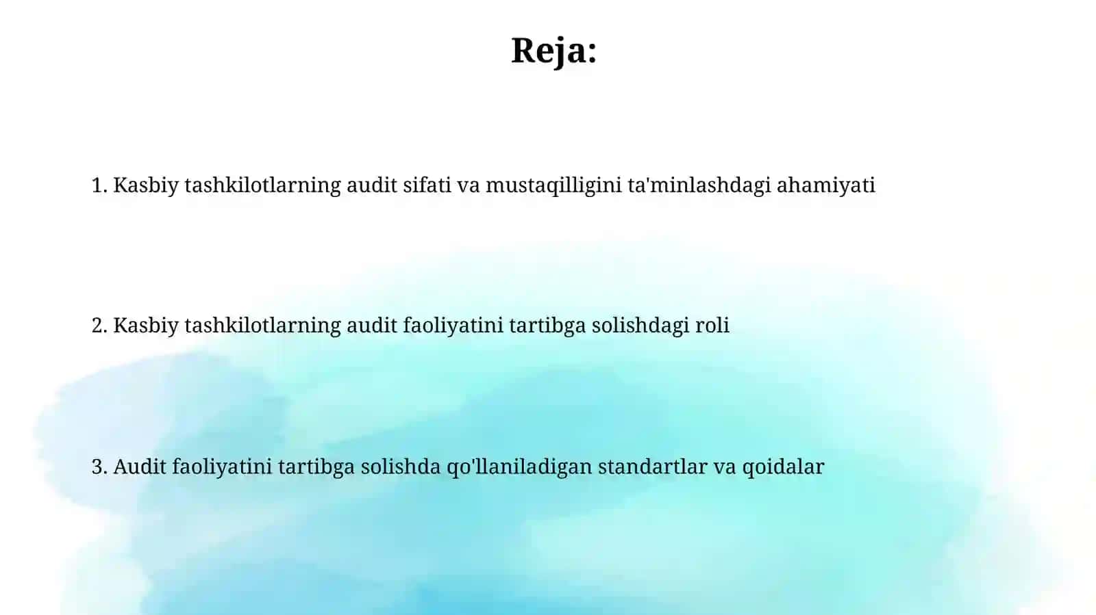 Auditorlik faoliyatini tartibga solish 2
