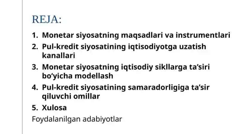 Pul-kreditsiyosati va uning iqtisodiy sikllarga ta’siri 2