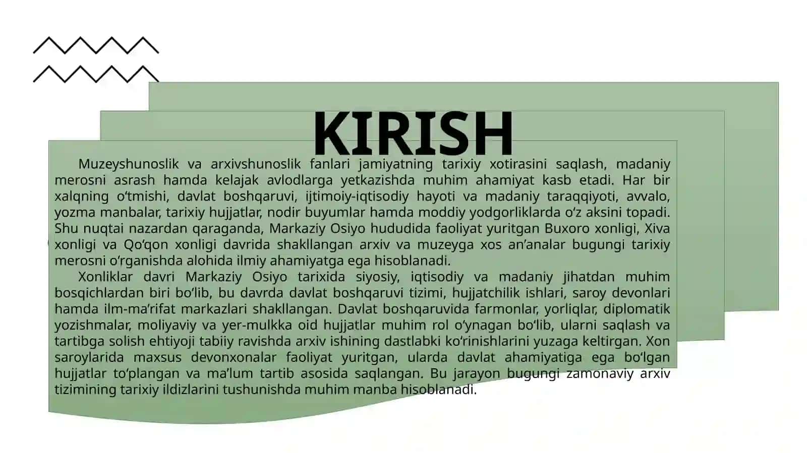 XONLIKLAR DAVRIDAGI MUZEY VA ARXIV ISHI 2