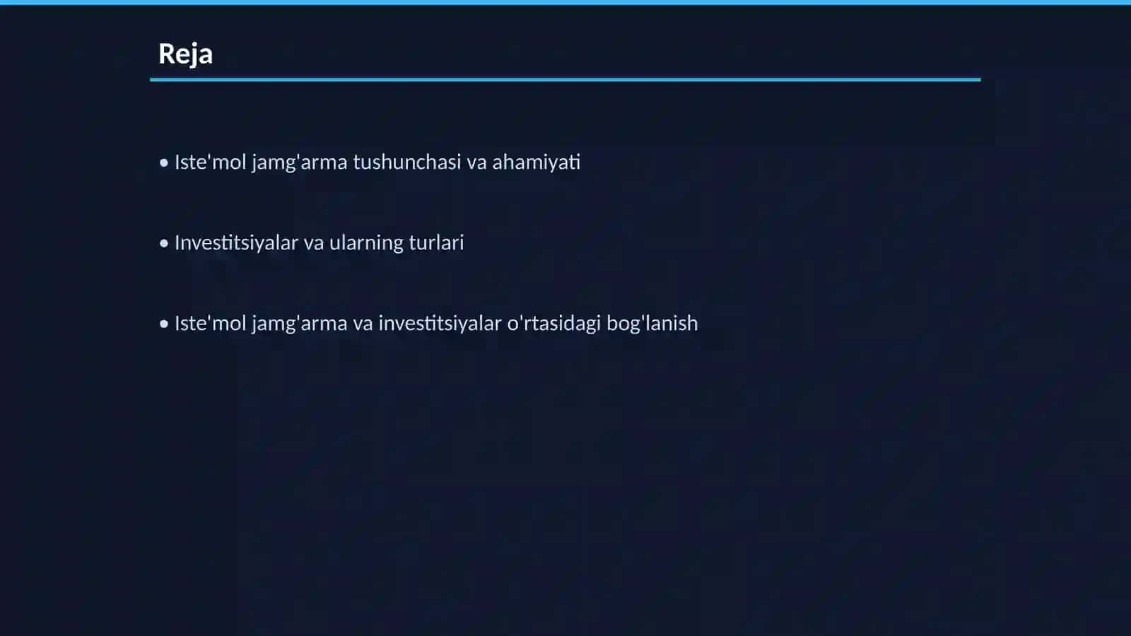 Iste'mol jamg'arma va investitsiyalar 2