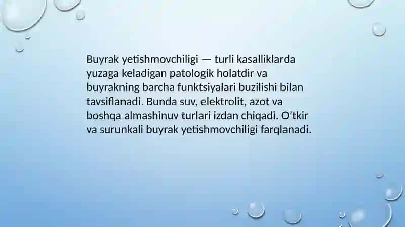 Buyrak yetishmovchiligi 2