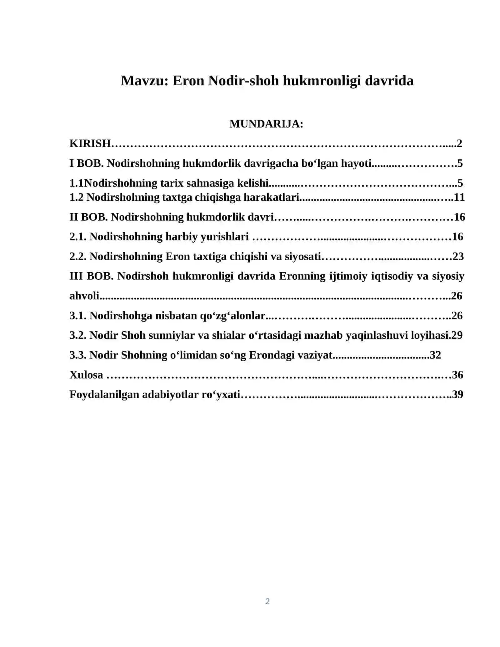 Eron Nodir-shoh hukmronligi davrida 2