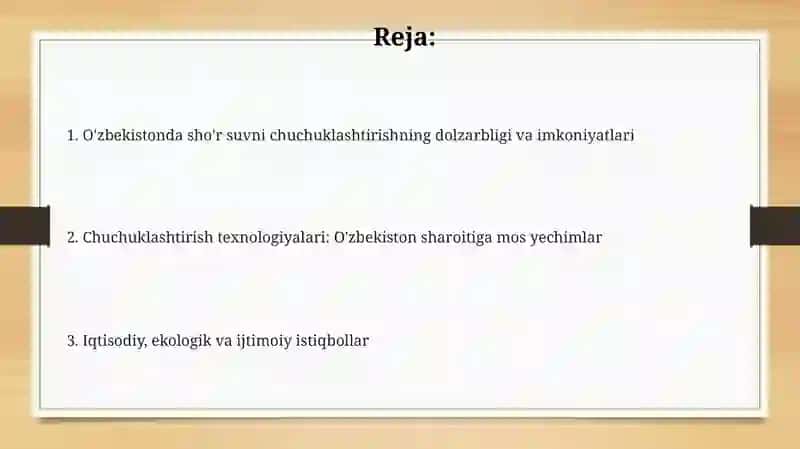 Sho'r suvni chuchuklashtirish 2
