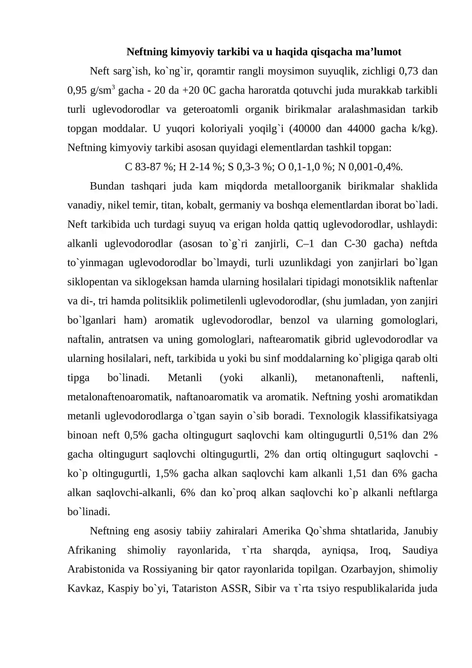 Neft va gazning umumiy xossalari 2