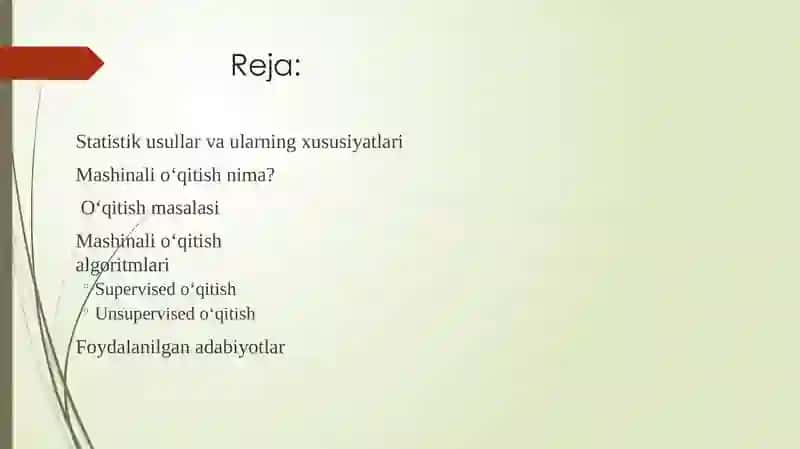 Mashinali o‘qitish. Mashinali o‘qitish turlari 2
