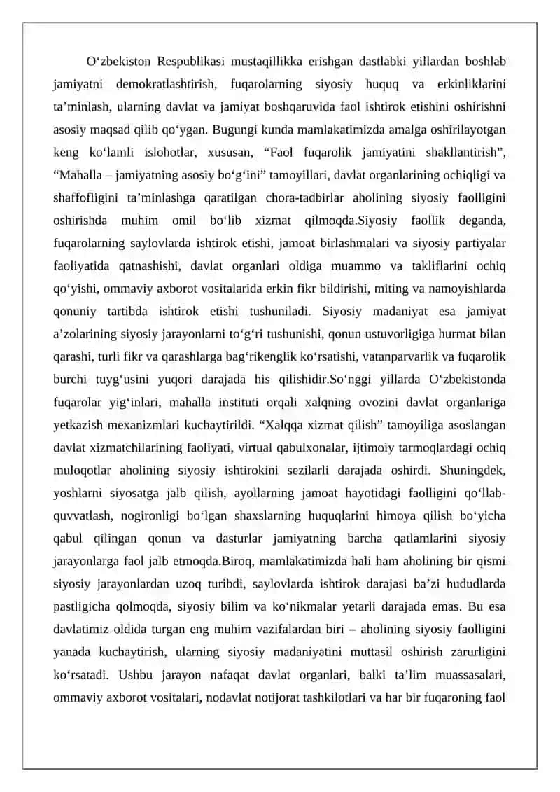 Siyosiy faollik va siyosiy madaniyat 2
