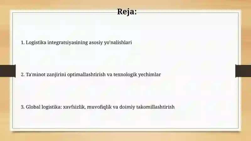 Logistika va integratsiyalashuv 2