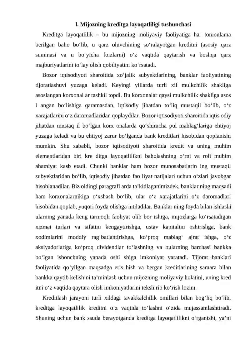Kreditga layoqatlilik tavsifi 2