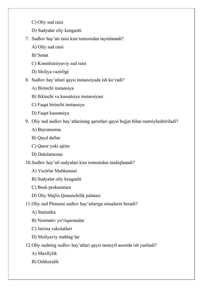 O‘zbekiston Respublikasi Oliy sudining sudlov hay’atlari 2