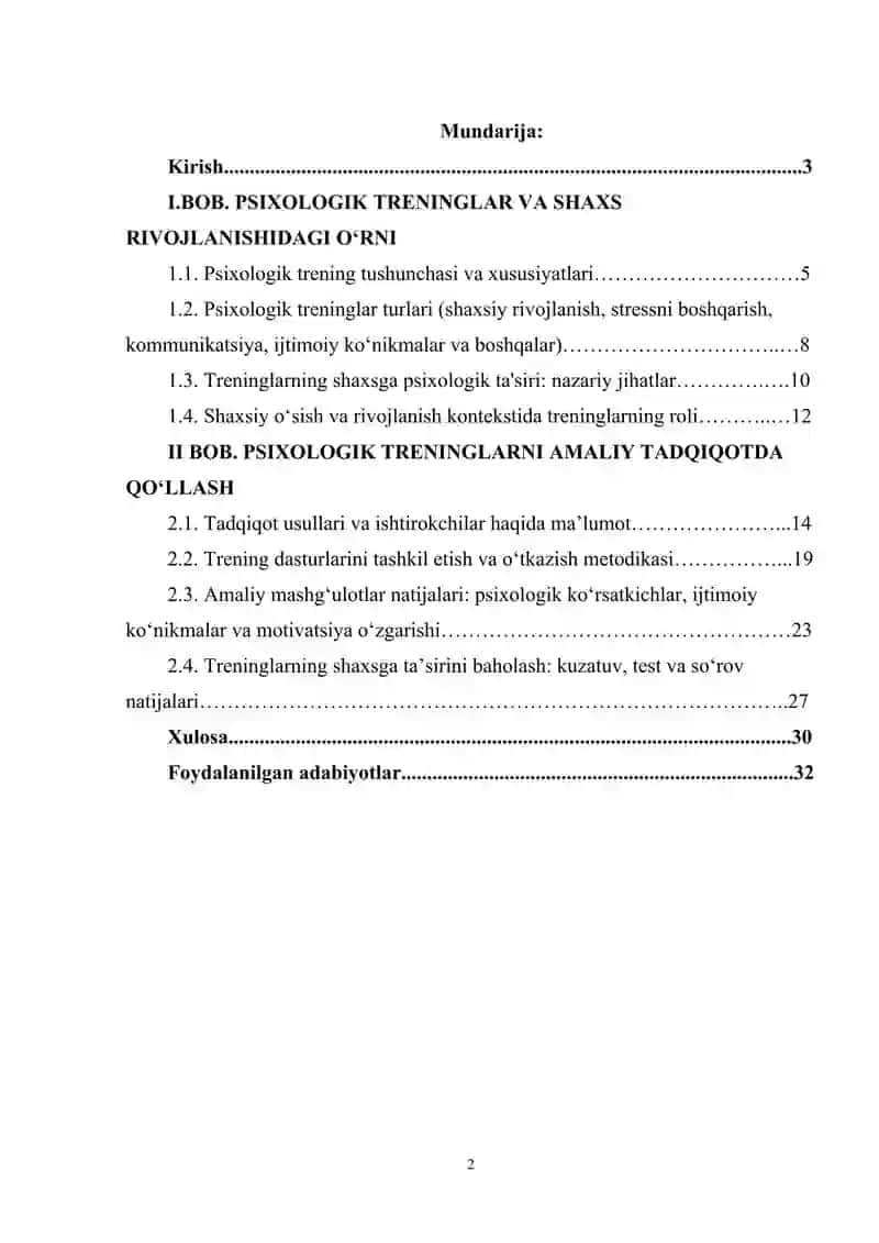 Shaxsga psixologik treninglarning ta'siri. 2