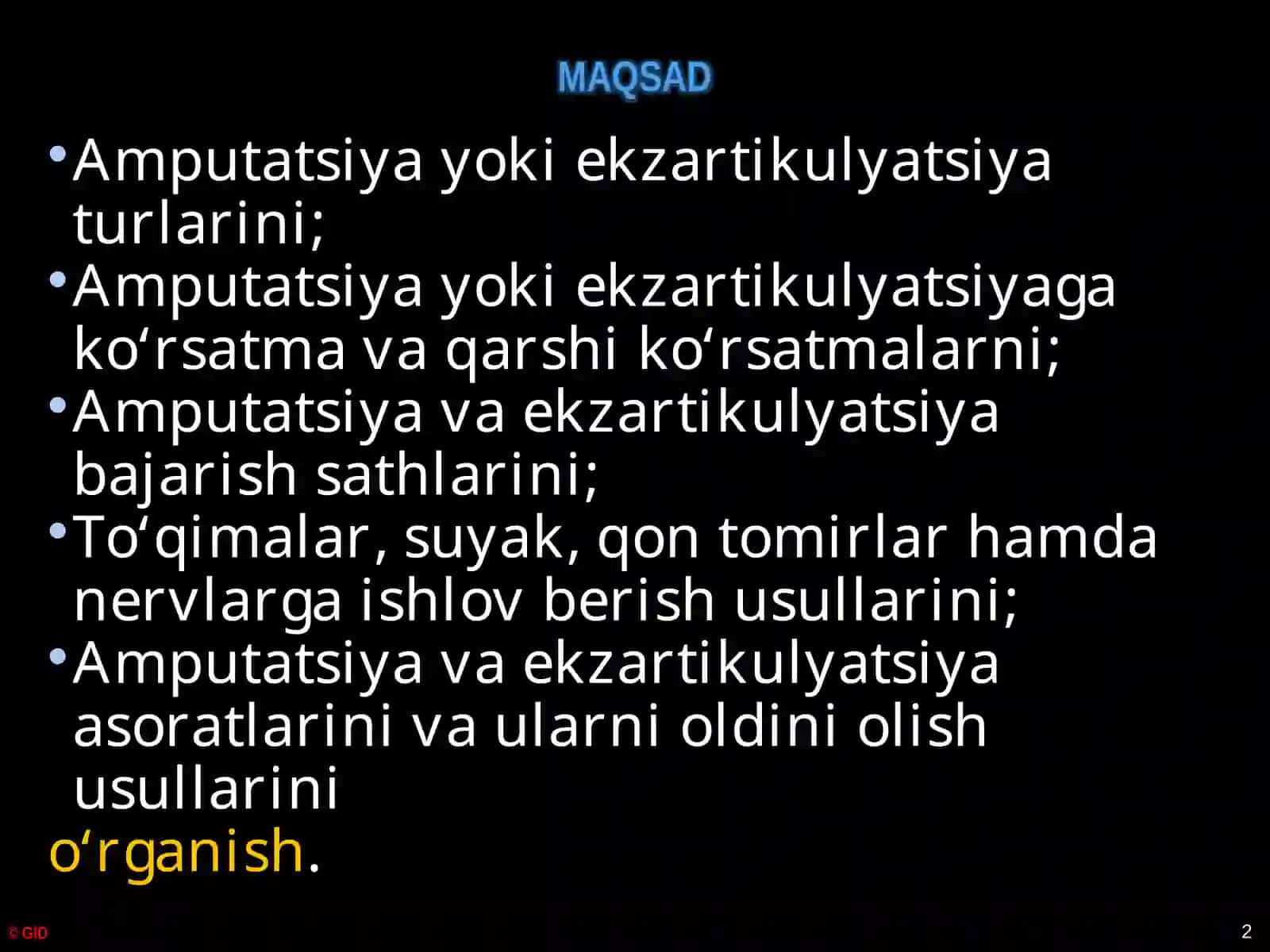 AMPUTATSIYA, EKZARTIKULYATSIYA 2