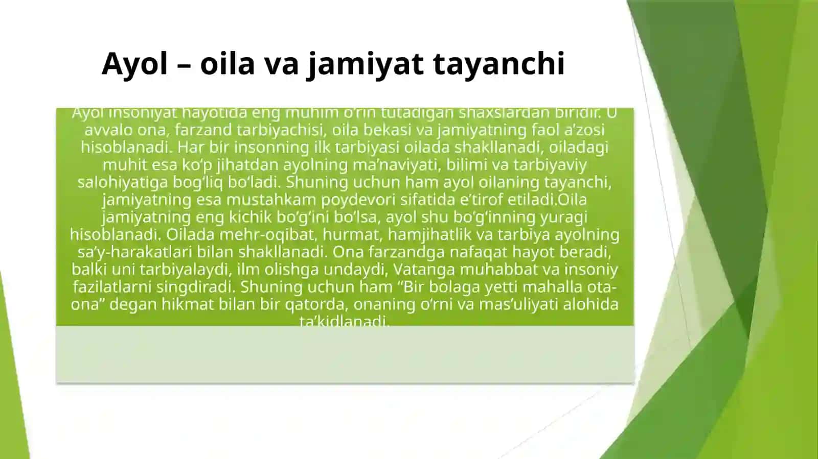 Ayol –oilavajamiyattayanchi 2