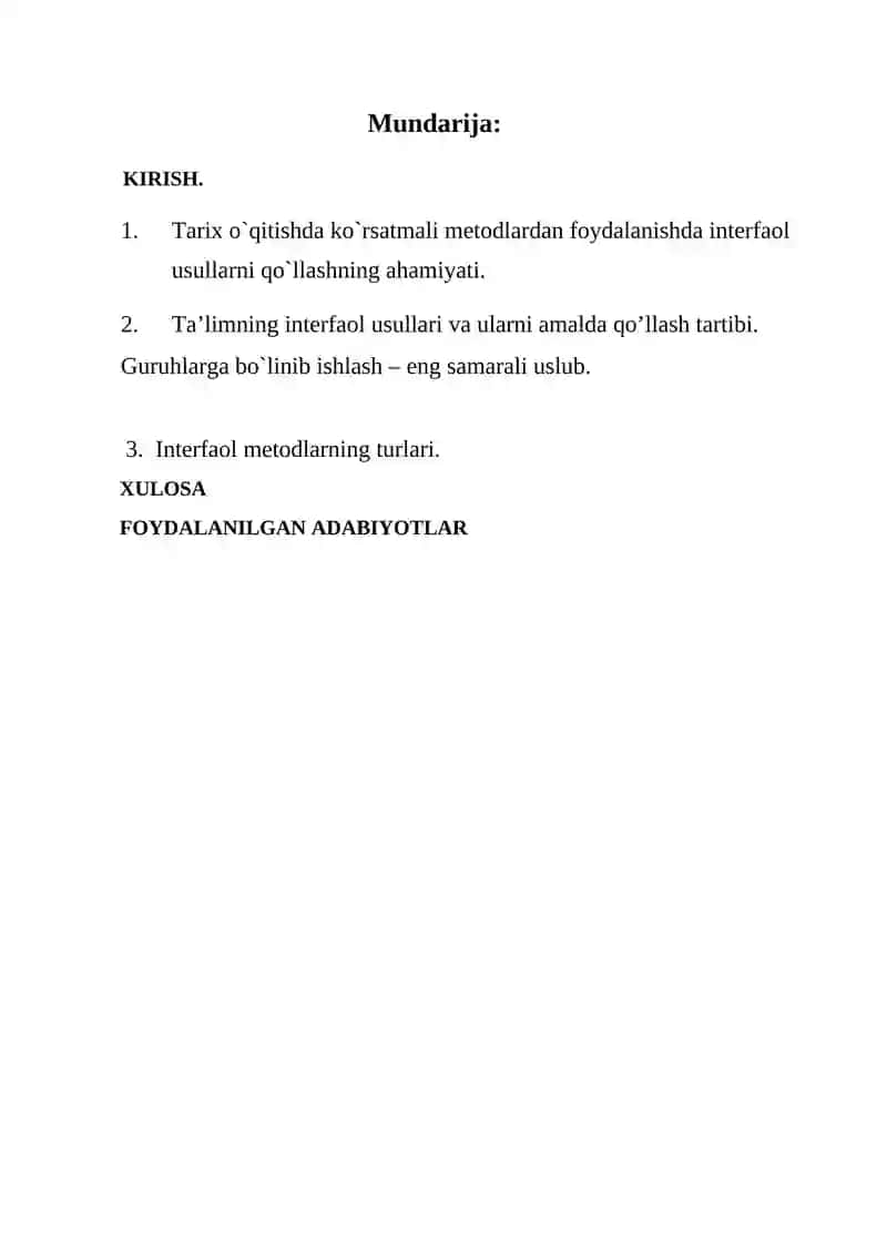 O‘ZBEKISTON TARIXI DARSLARINI TASHKIL ETISHDA INTERFAOL USULLAR. 2