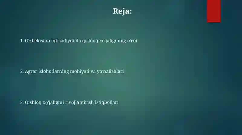 Qishloq xo'jaligining o'rni 2