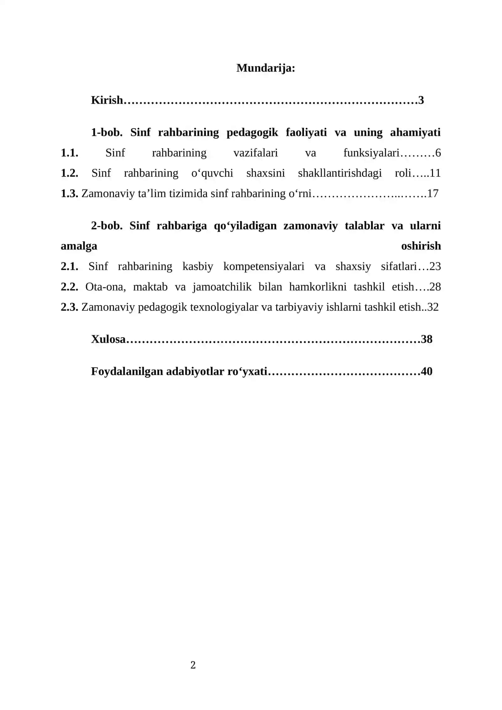 Sinf rahbariga qo‘yiladigan zamonaviy talablar 2