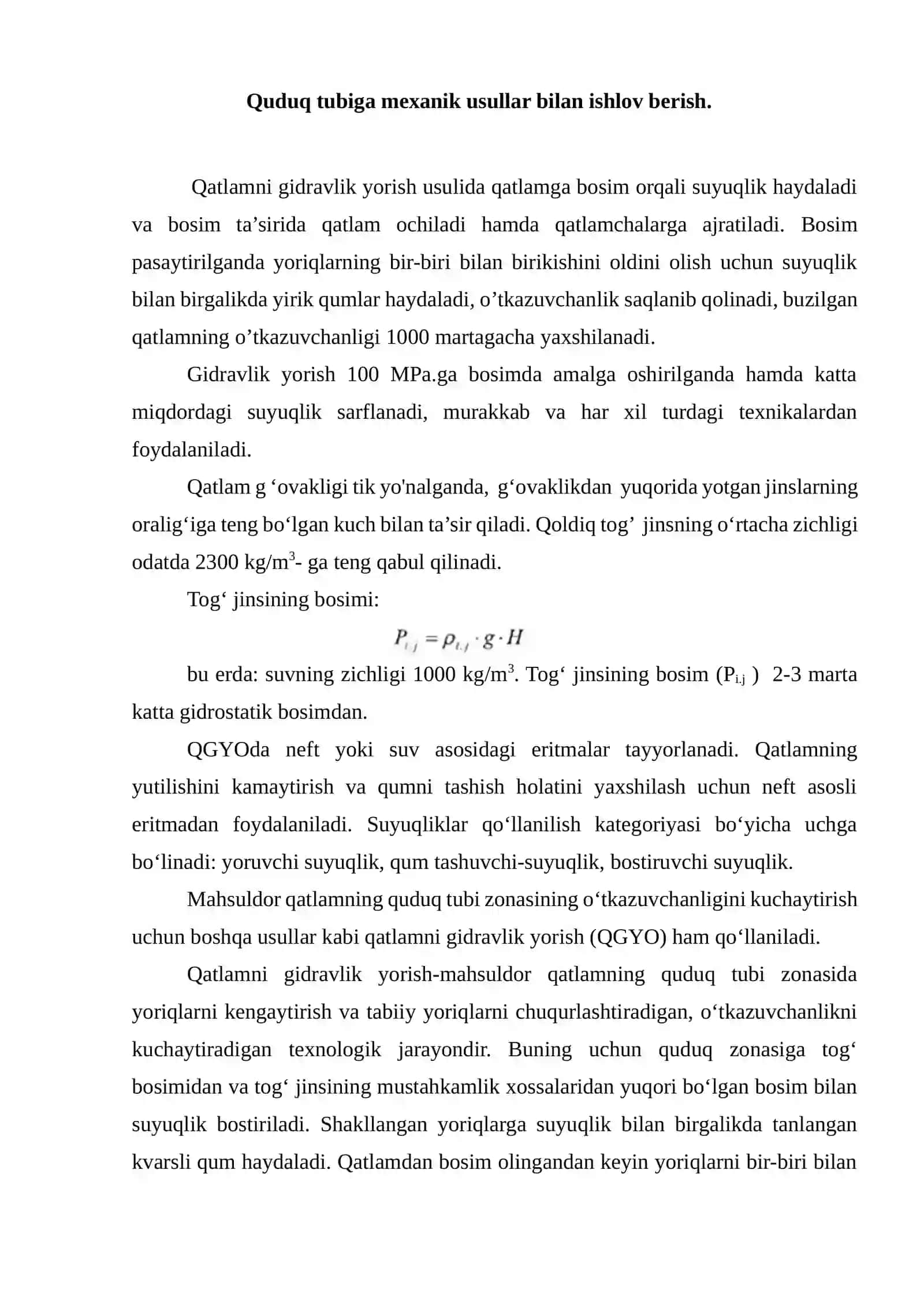 Qatlamni gidravlik yorish 2