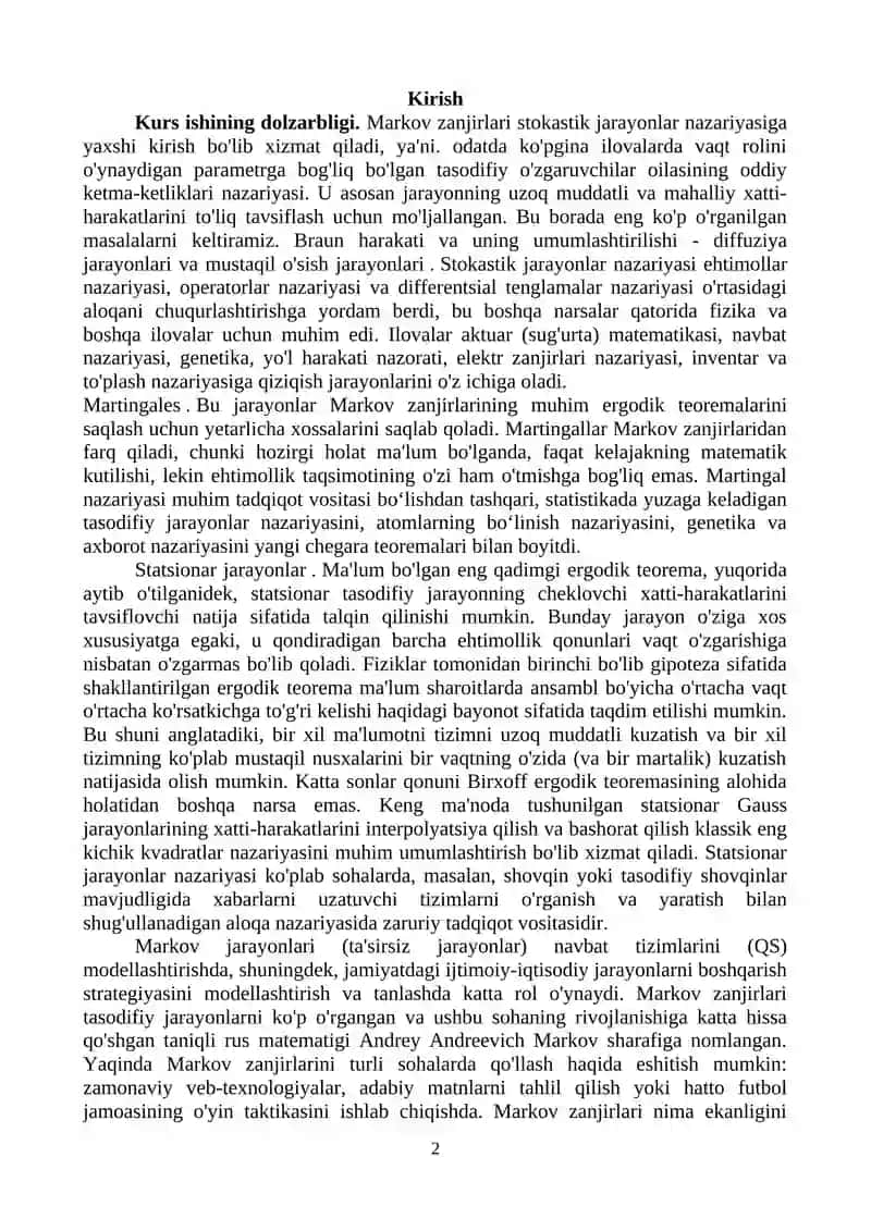 Markov zanjirlari 2