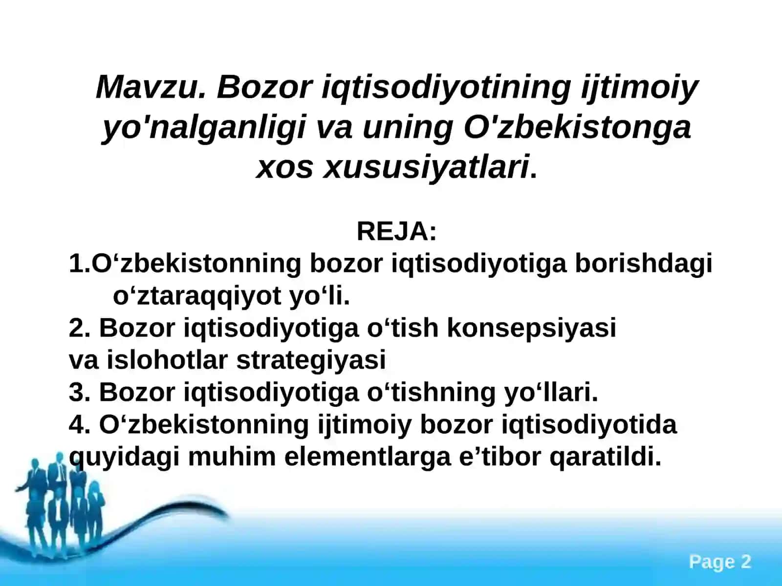 O`zbekistondagi bozor iqtisodiyoti 2
