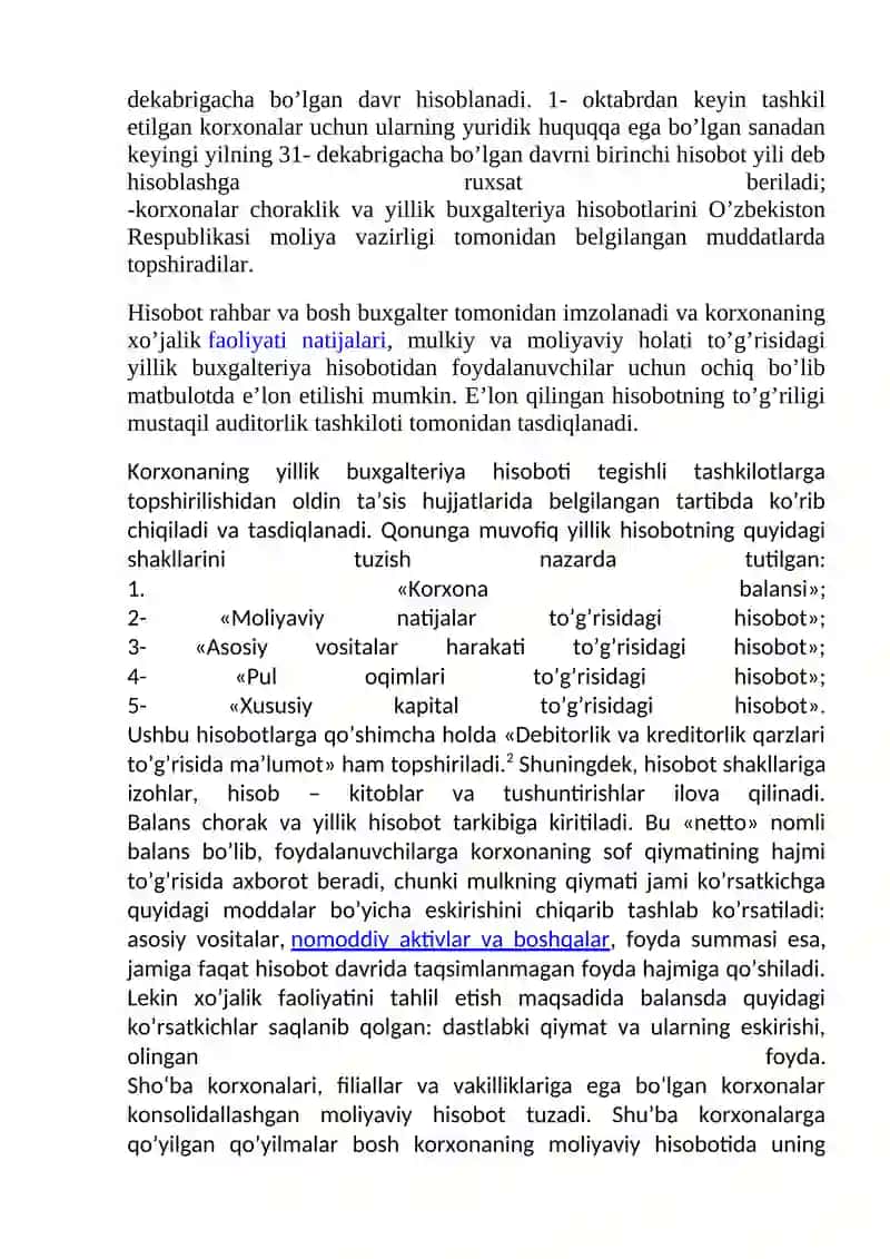Moliyaviy hisobotning mohiyati 2