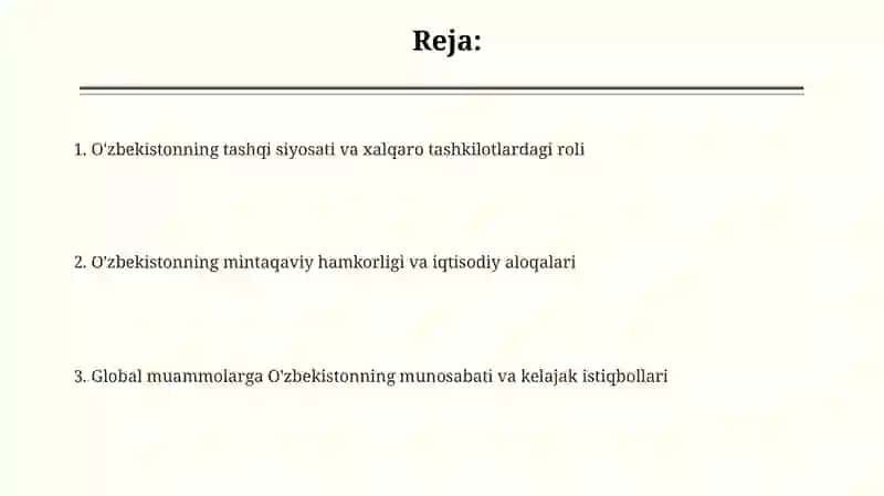 O'zbekiston va jahon hamjamiyati 2