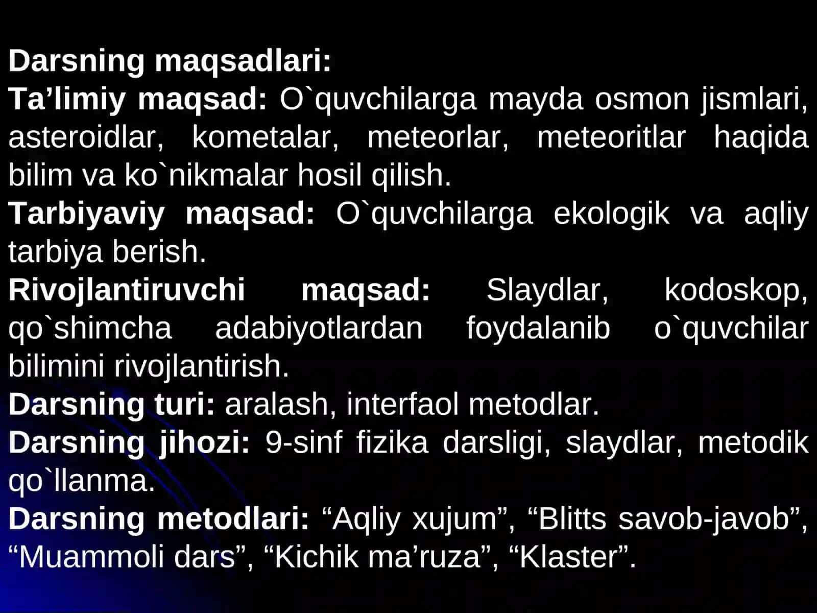 Mayda osmon jismlari 2
