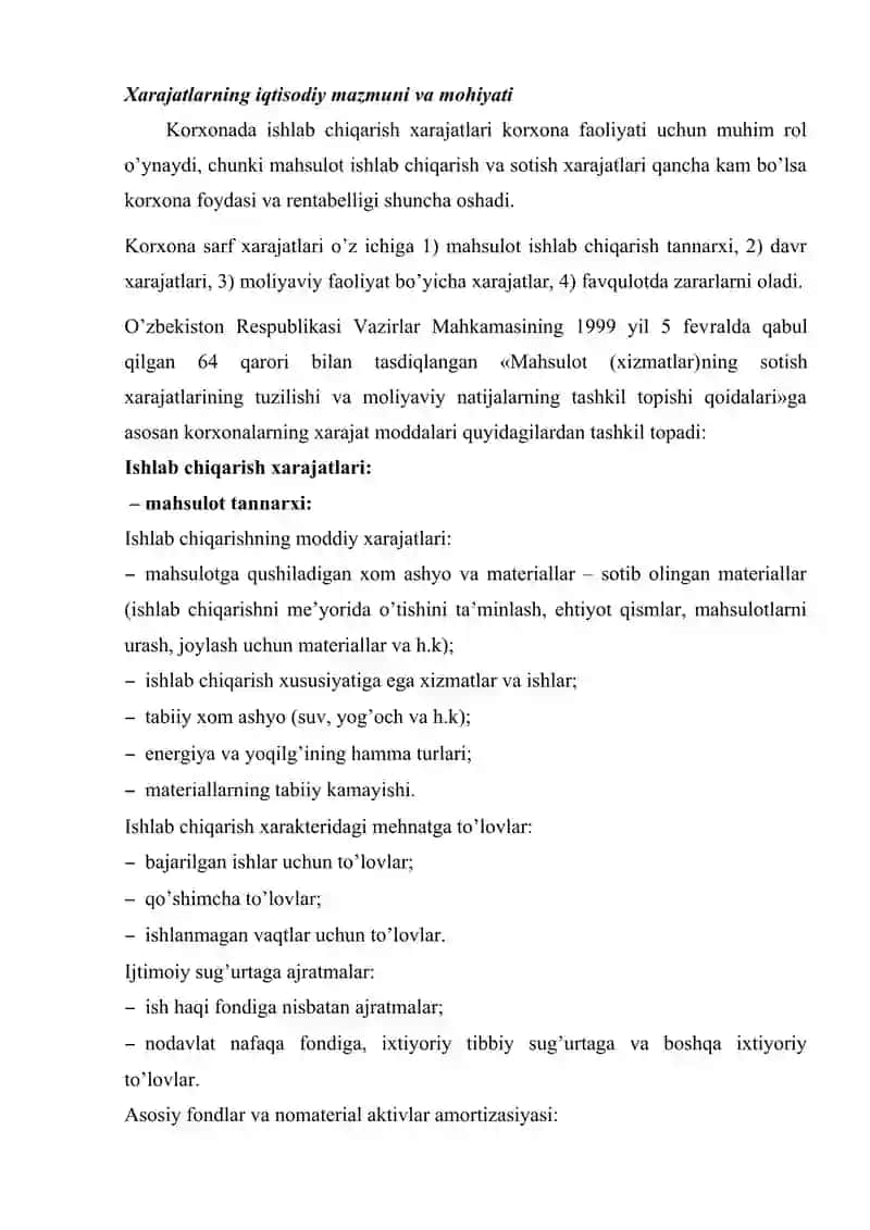 Davr xarajatlarini pasaytirish imkoniyatlarini aniqlash 2