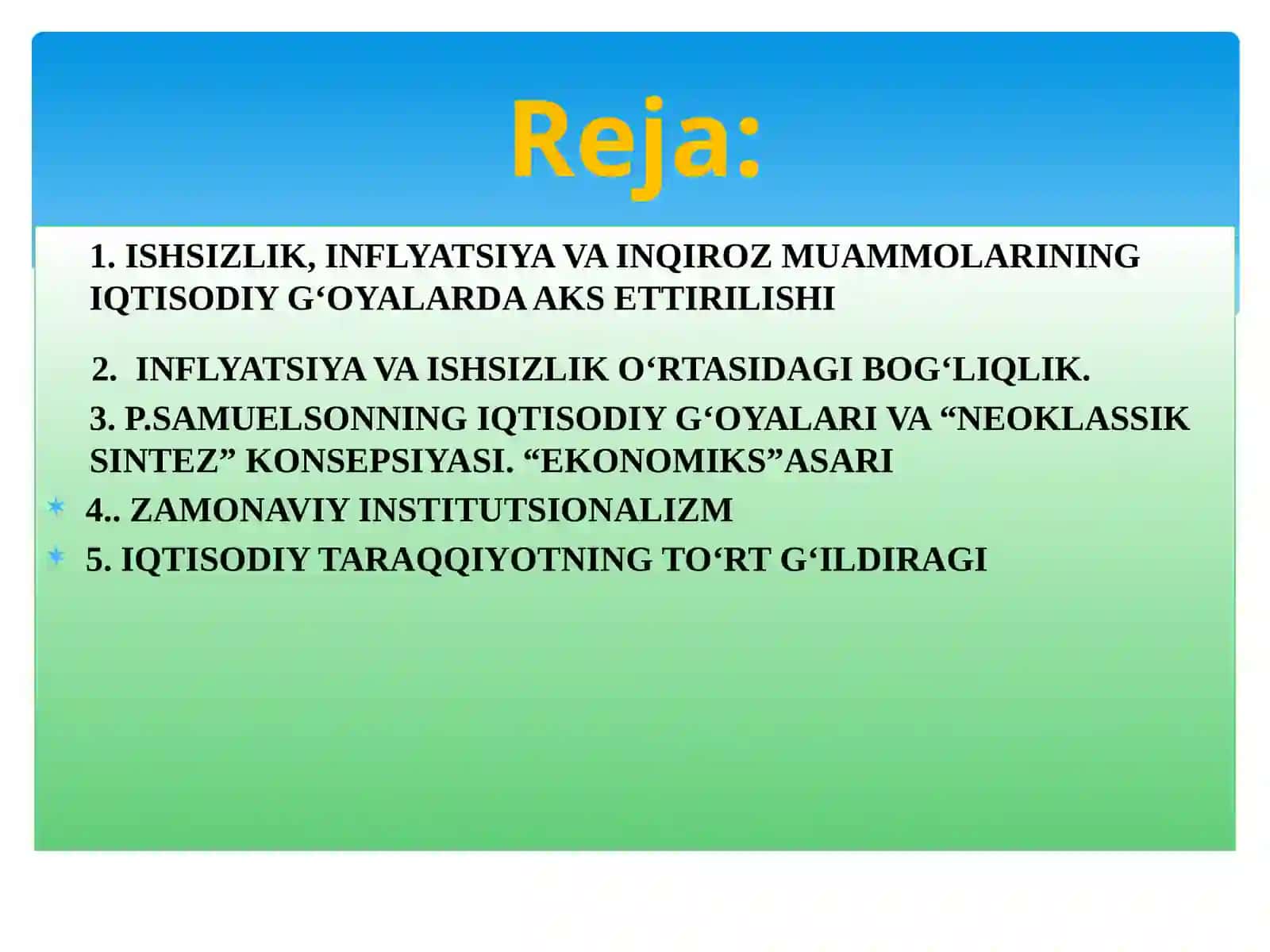 HOZIRGI ZAMON IQTISODIY TA’LIMOTLAR EVOLYUTSIYASI 2
