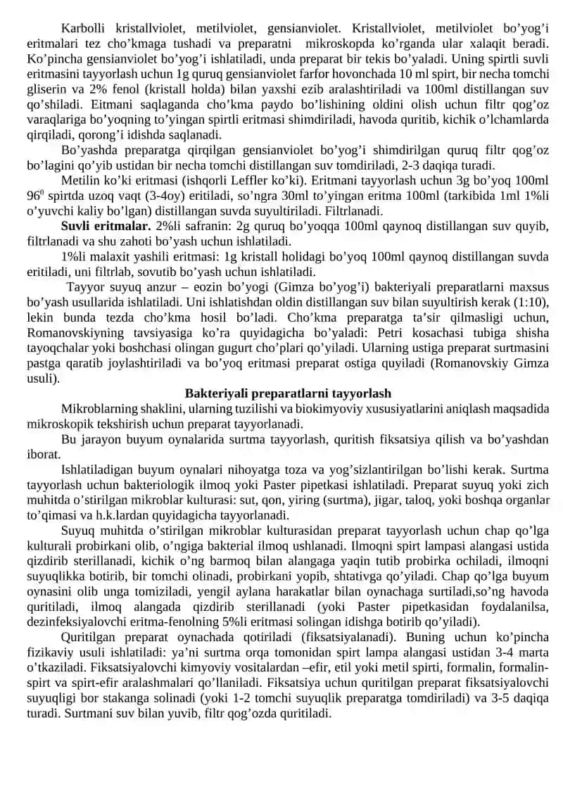 Bakteriologik bo’yoqlar 2