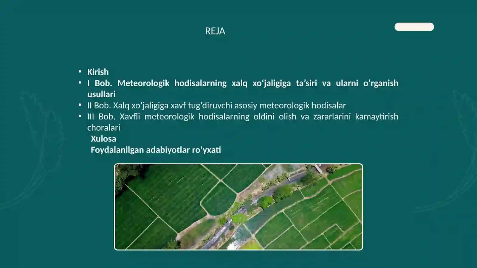 “Xalq xo`jaligi uchun xavfli bo`lgan metreologik hodisalar” 2