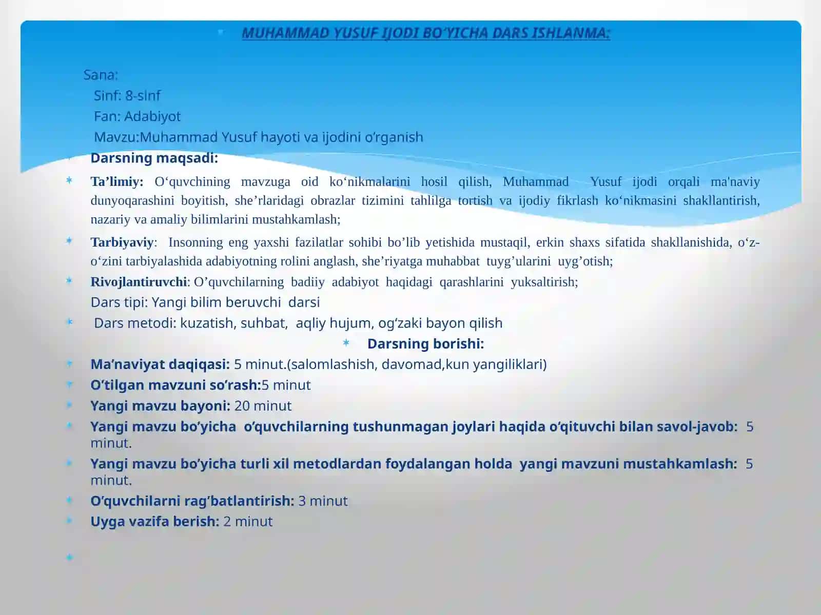 Muhammad Yusuf hayoti va ijodini o'rganish 2
