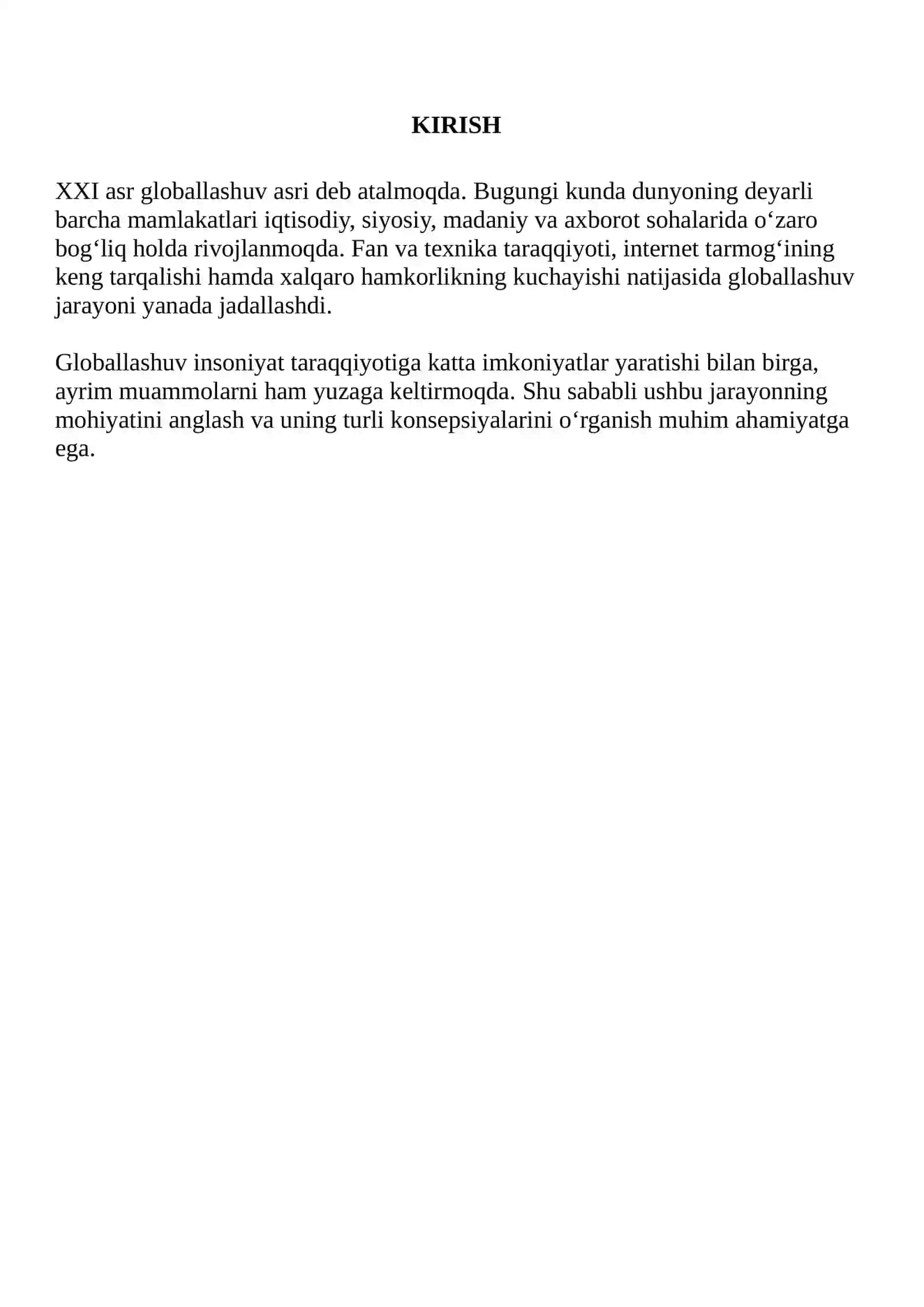 Globallashuv va globallashuv haqidagi konsepsiyalar 2