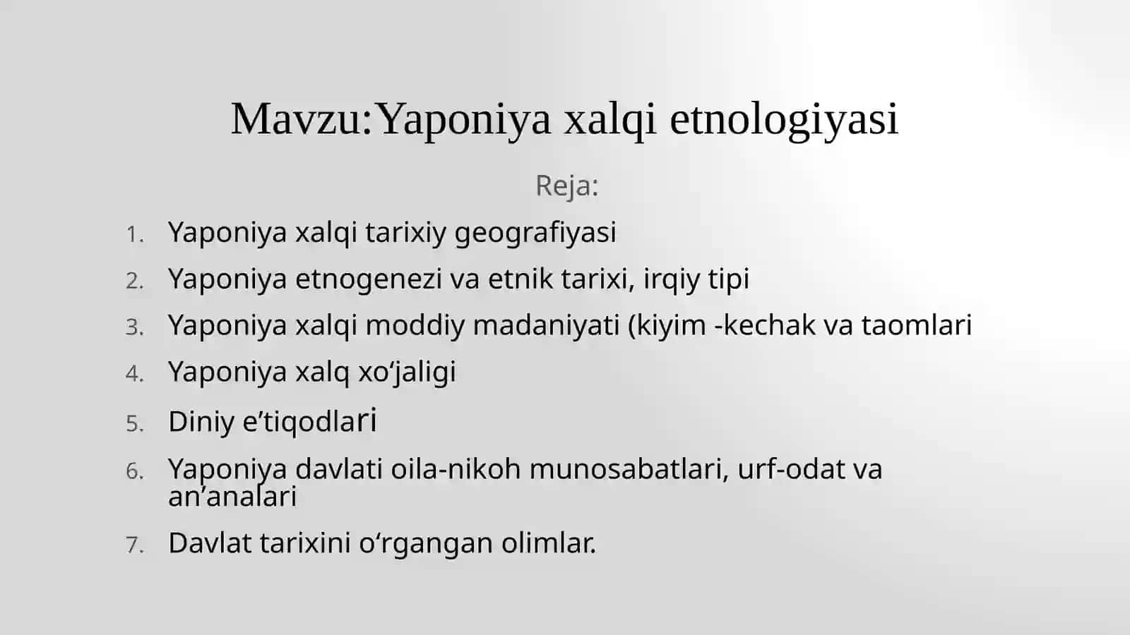 YAPONIYA XALQI ETNOLOGIYASI 2