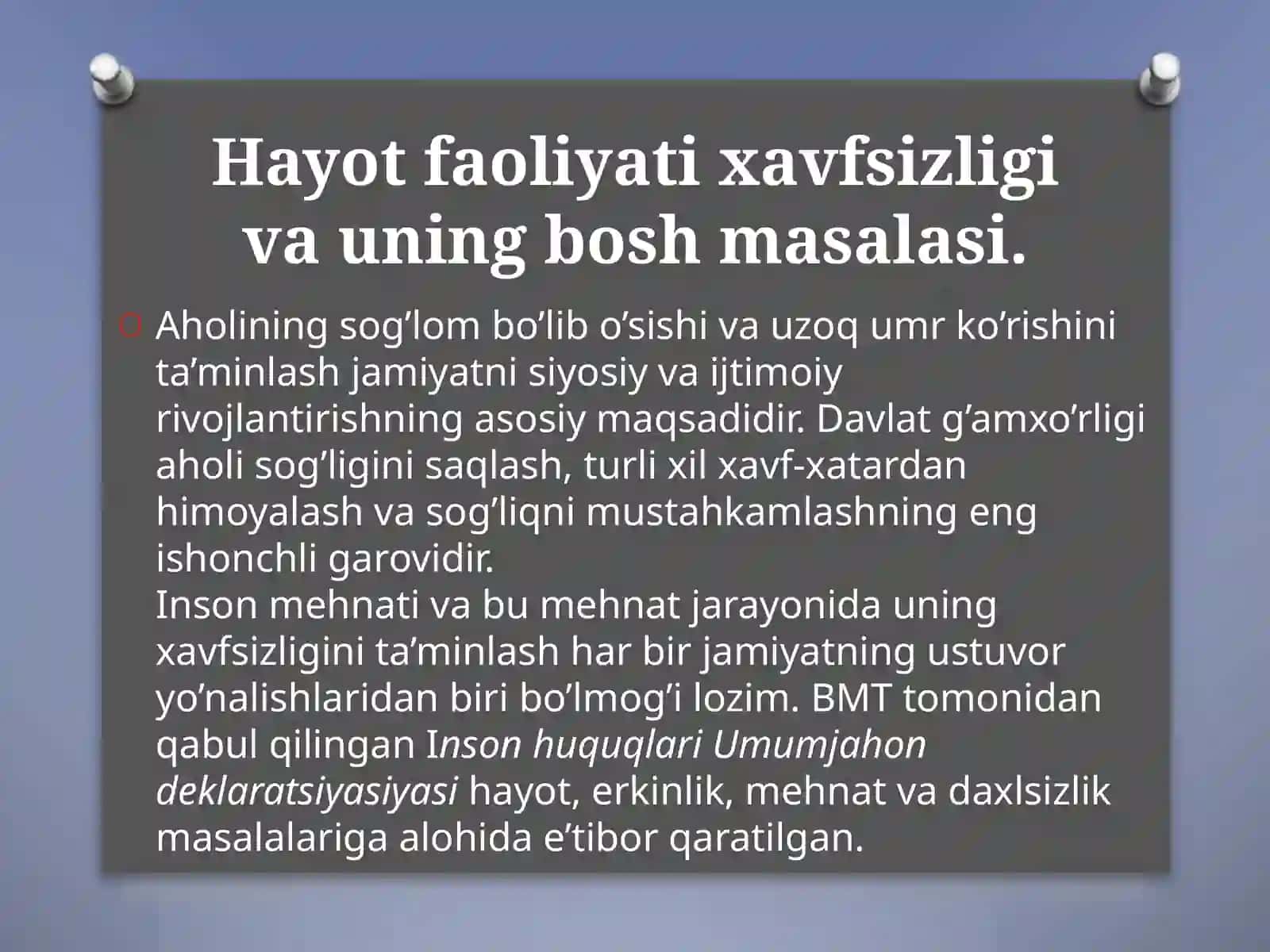 Hayot xafsizligini boshqarish 2