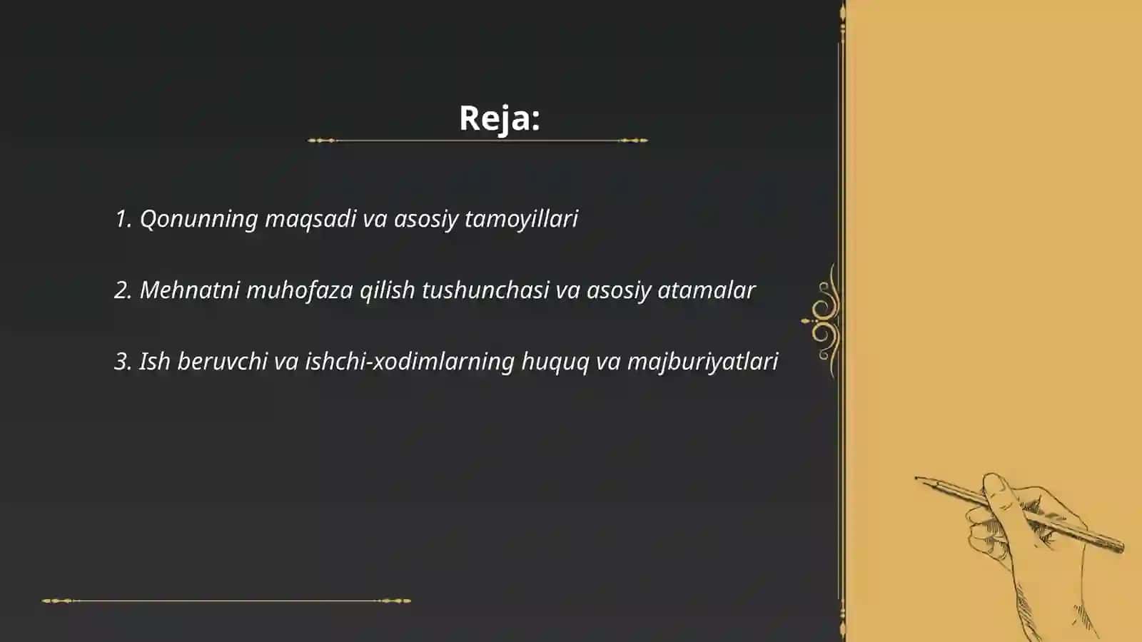 “Oʻzbekiston Respublikasi Mehnatni muhofaza qilish toʻgʻrisidagi”qonun mazmun va mohiyati 2