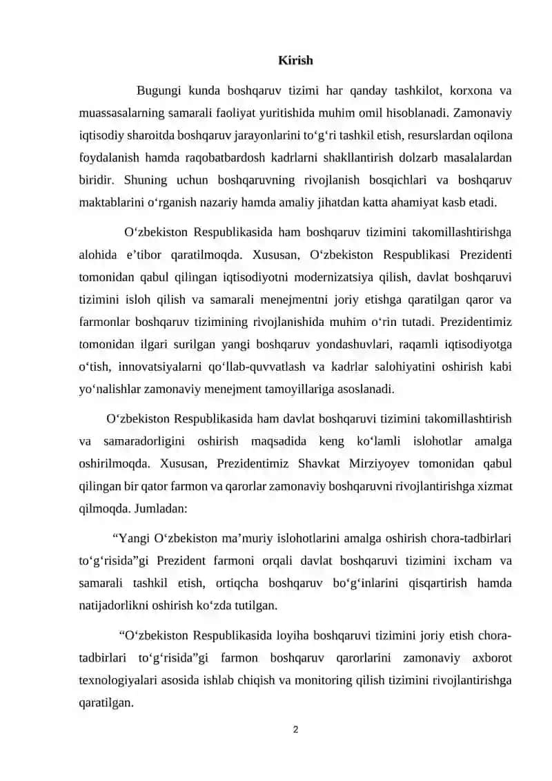 Boshqaruvning rivojlanishi 2