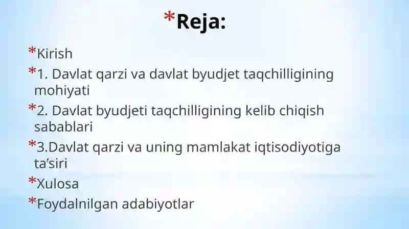 DAVLAT QARZI VA DAVLAT BYUDJET TAQCHILLIGI 2