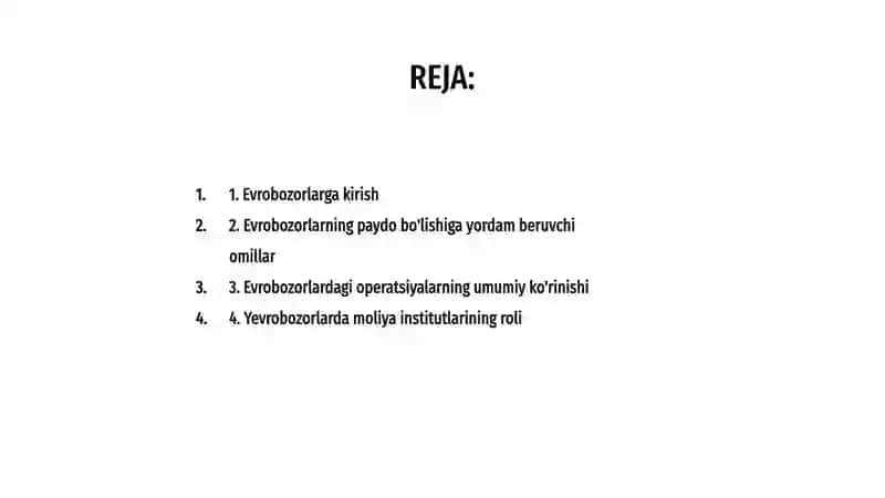 Yevrobozorlarning yuzaga kelishi va ulardagi operatsiyalar 2