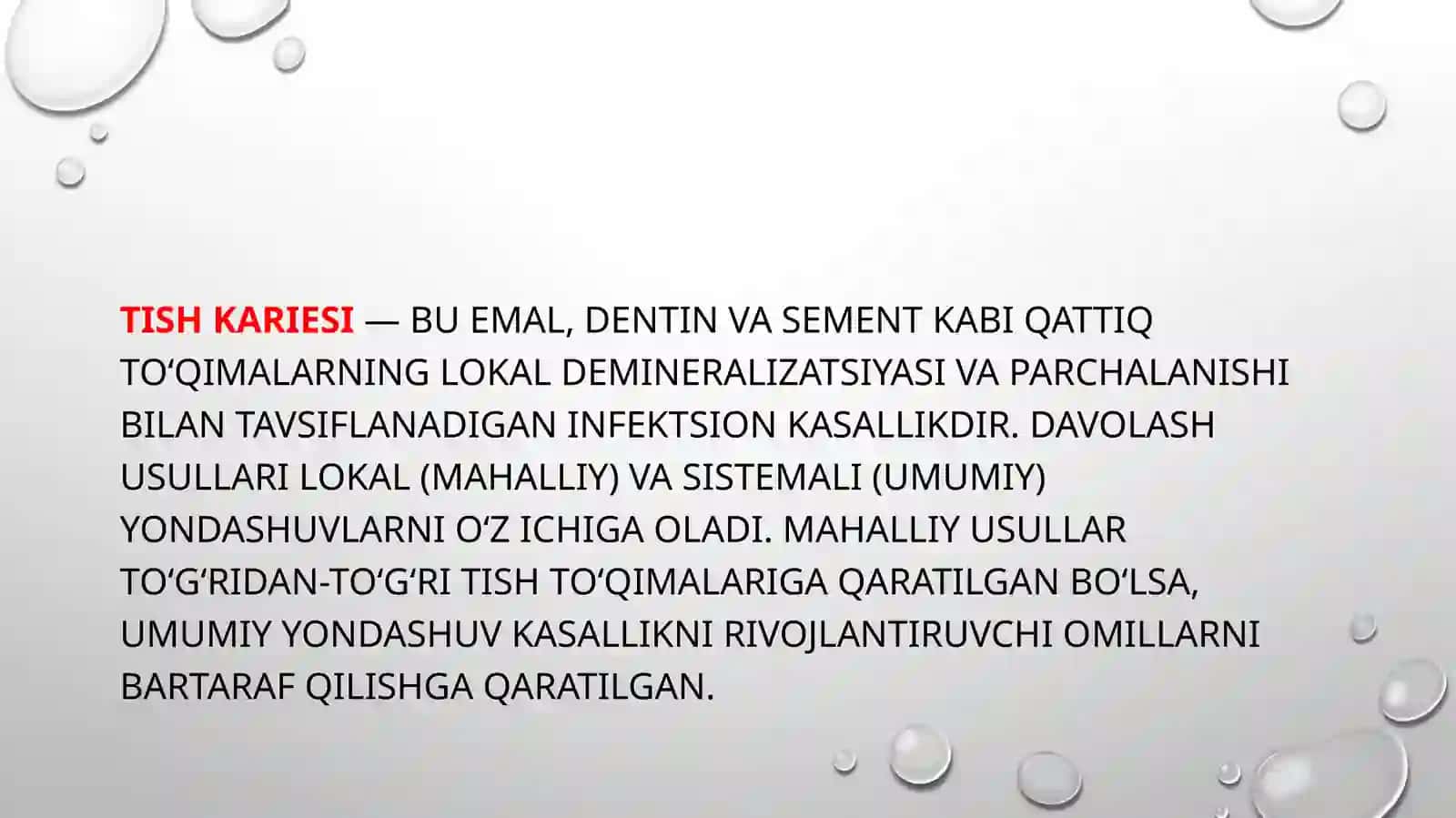 Kariesni mahalliy davolash usullari 2