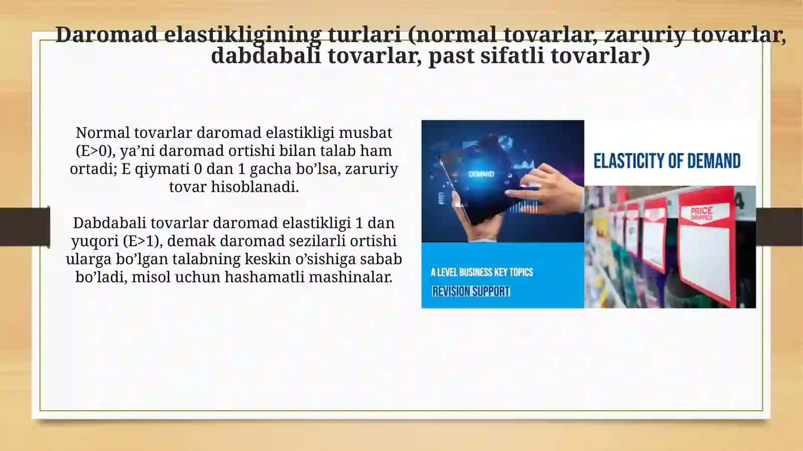 Daromad elastikligini hisoblash formulasi 2