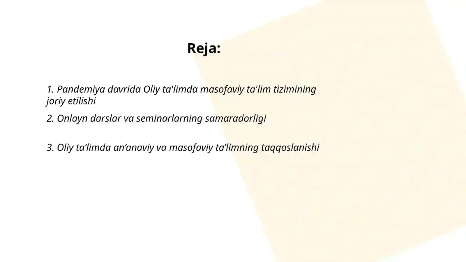 Pandemiyaning Oliy ta’lim tizimiga ta’siri tahlili 2