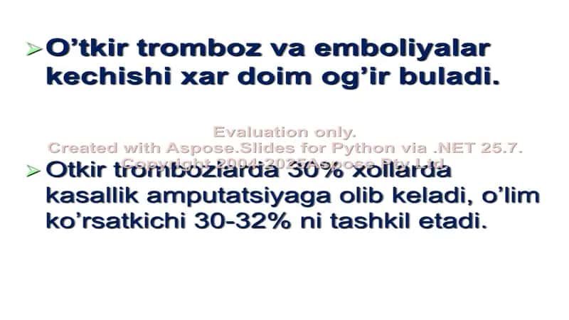 O‘tkir arterial tromboz va emboliyalar 2