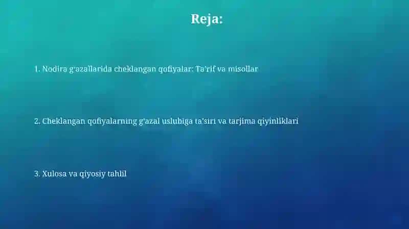 Nodira gʻazallarida cheklangan qofiyalar 2