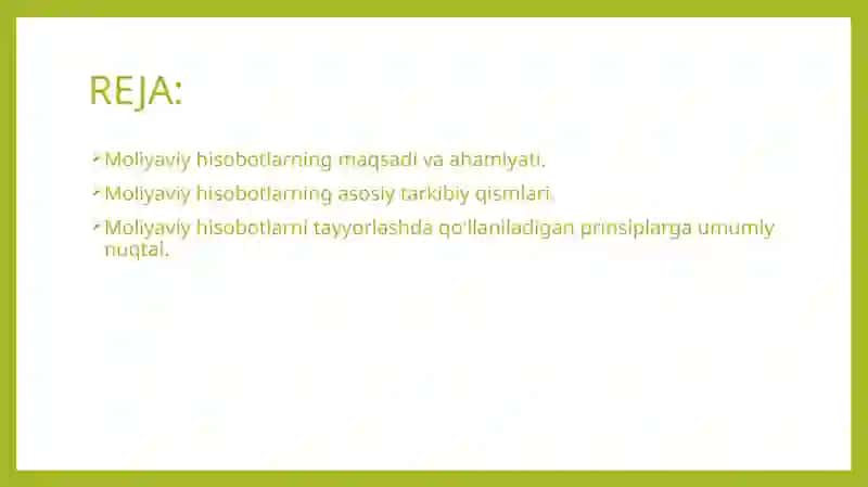 Moliyaviy hisobotning konseptual asoslari 2