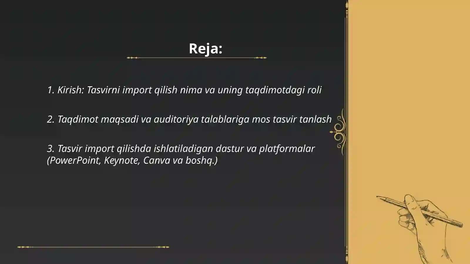 Tasvirni import qilish mavzusida taqdimot tayyorla 2