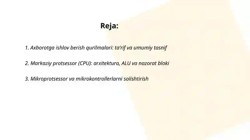Axborotga ishlov berish qurilmalari 2