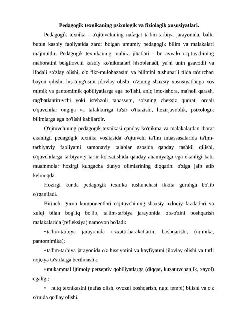 Pedagogik texnikaning ahamiyati 2