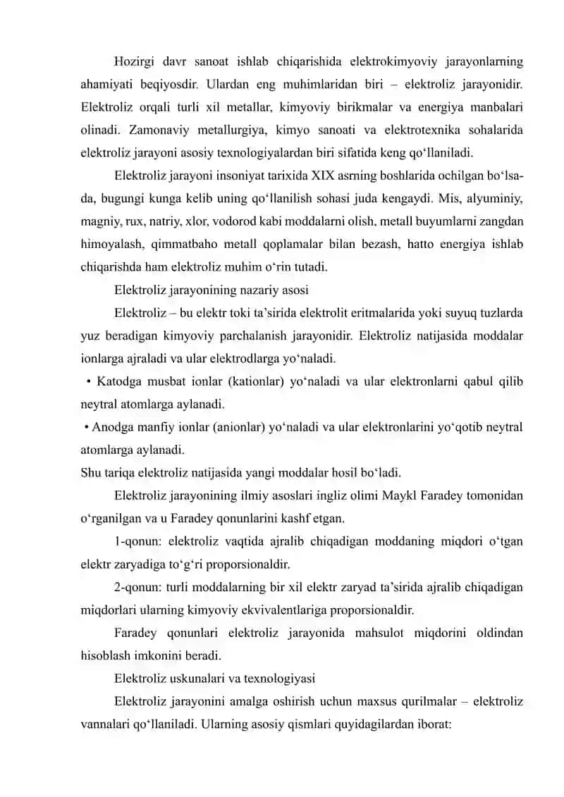 Elektroliz jarayonining qo‘llanishi 2