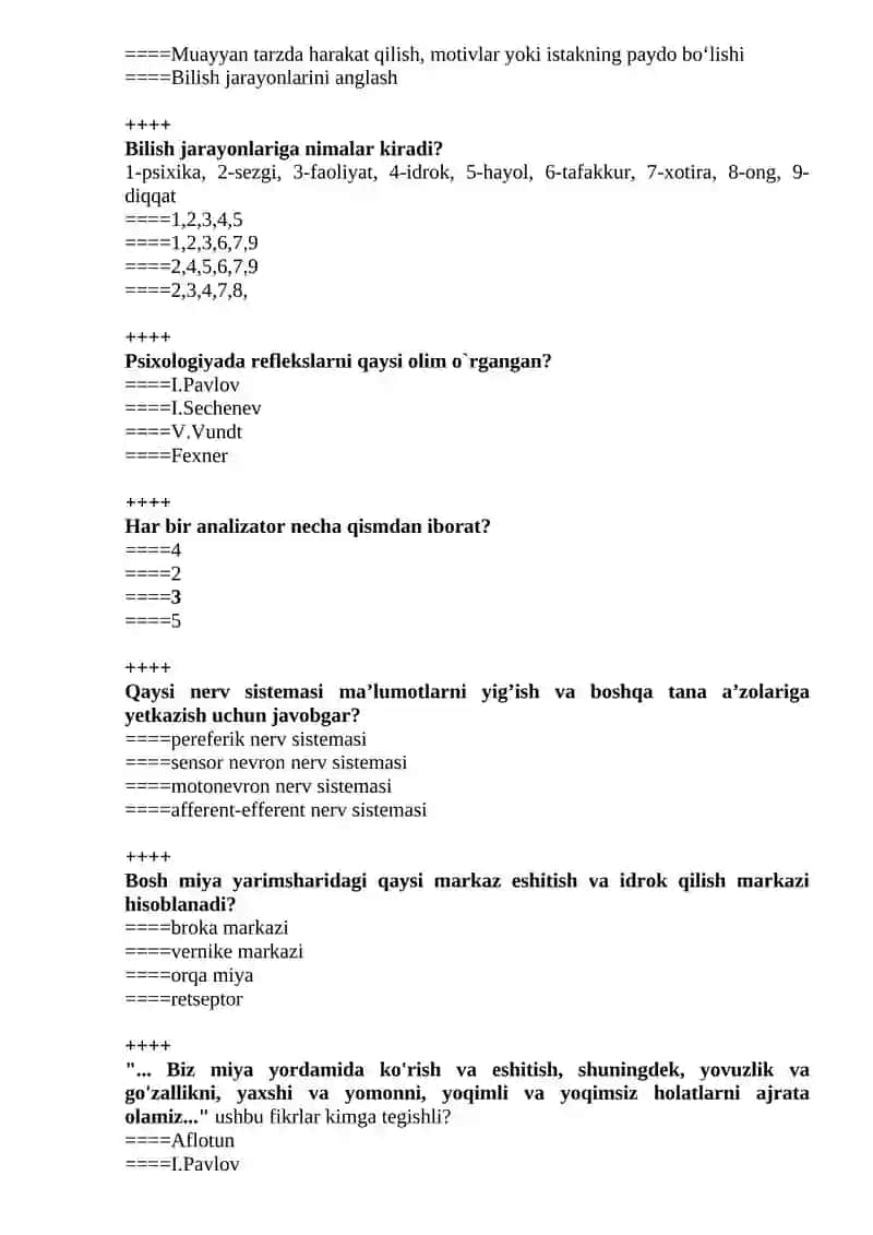 UMUMIY PSIXOLOGIYA test 2
